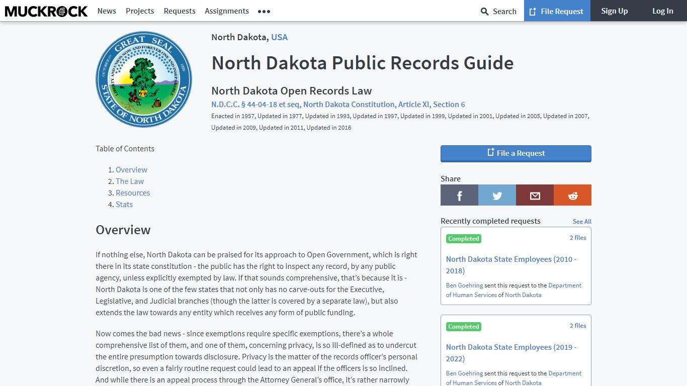 North Dakota Public Records Guide • MuckRock